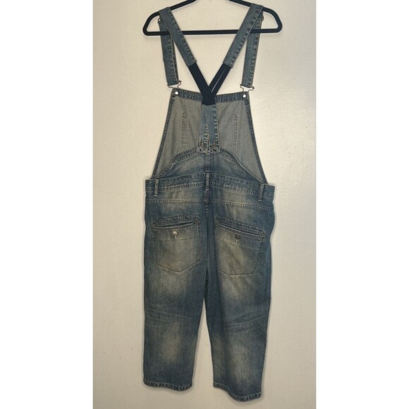 Zara Man Capri Overalls Below the knee Denim Size Large Distressed Inseam 17” - Picture 2 of 5